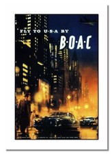 Listing image for BOAC Fly To USA Vintage Airline Advert Airways Travel Aviation Holidays Poster