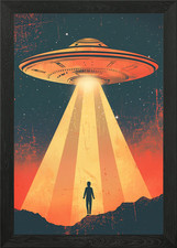 Listing image for Alien Encounter Poster Framed Wall Art Poster Canvas Print Picture